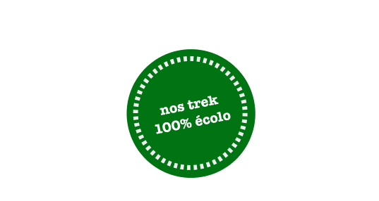 Badge vert à propos de nos treks 100% écolo